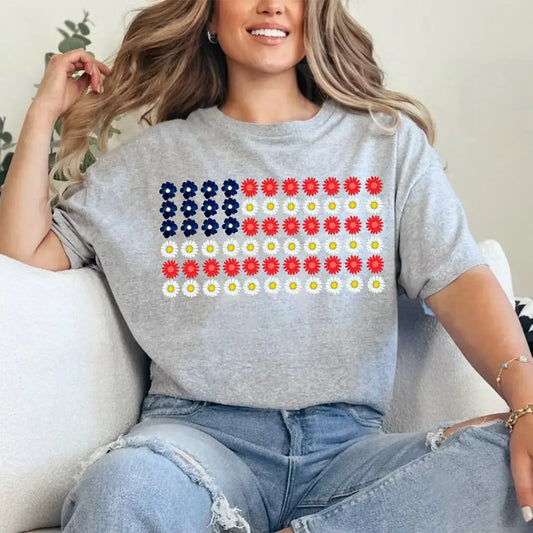 Limited Time Only - American Flag Daysies, Flowers Independence Day T-shirt