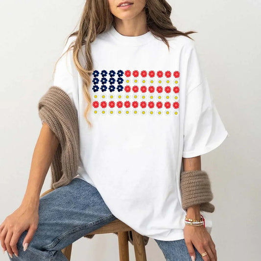 Limited Time Only - American Flag Daysies, Flowers Independence Day T-shirt