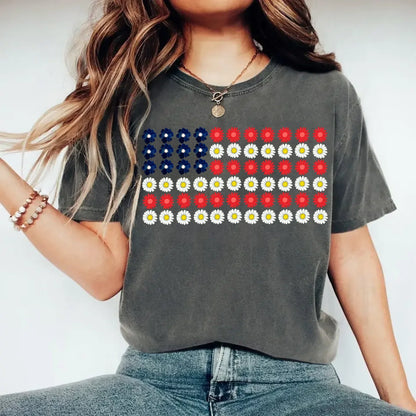 Limited Time Only - American Flag Daysies, Flowers Independence Day T-shirt