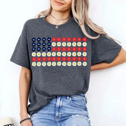 Limited Time Only - American Flag Daysies, Flowers Independence Day T-shirt