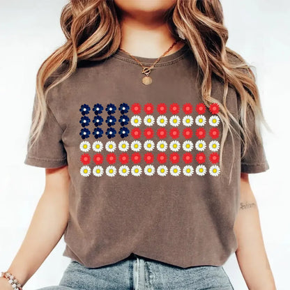 Limited Time Only - American Flag Daysies, Flowers Independence Day T-shirt