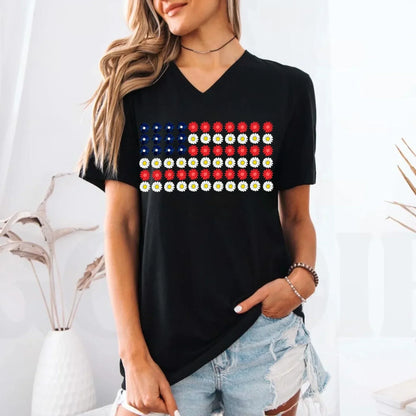 Limited Time Only - American Flag Daysies, Flowers Independence Day T-shirt