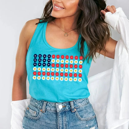Limited Time Only - American Flag Daysies, Flowers Independence Day T-shirt