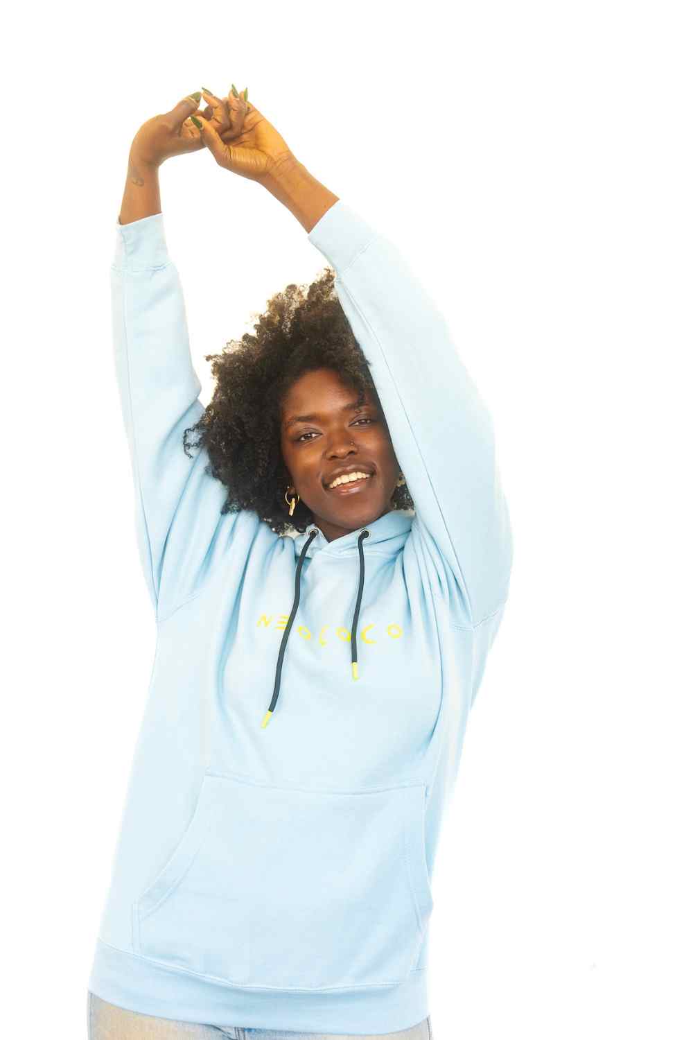 Hooded Sweatshirt in Powder Blue | 100% Cotton Fleece Lined