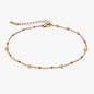 Coral Enameled Chain Coin Station Anklet